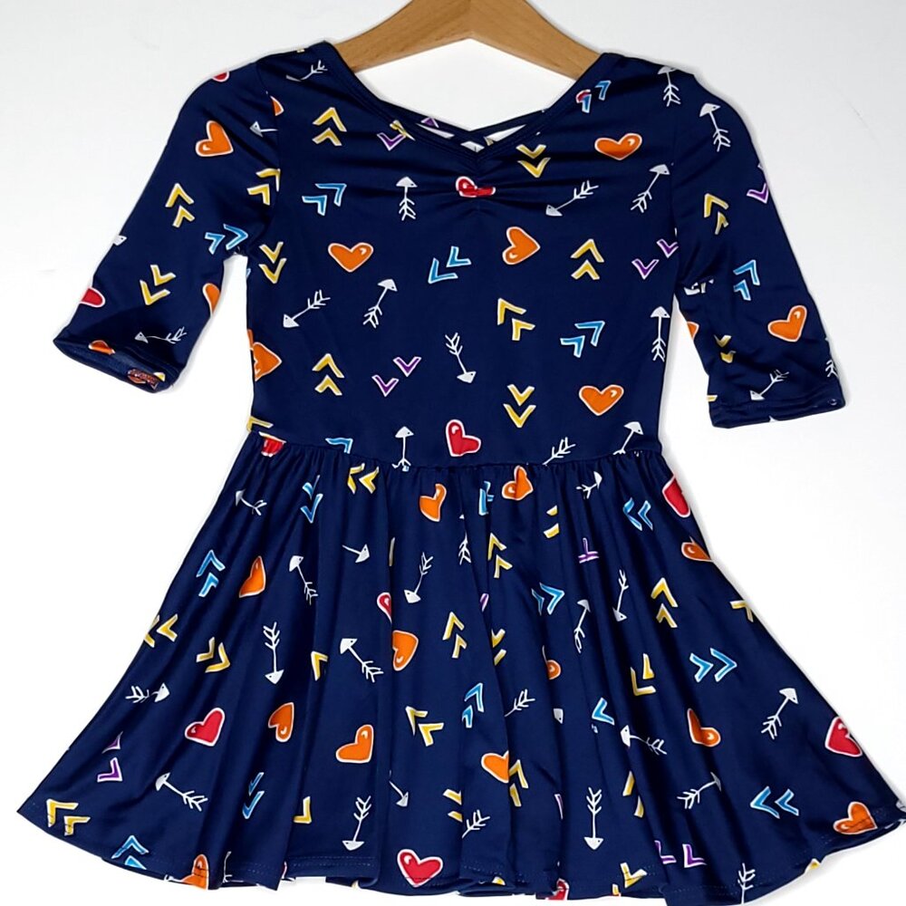 DotDotSmile Size 2t Ballerina Dress - NWT Blue with hearts and arrows print